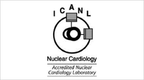 A black and white image of the nuclear cardiology laboratory logo.