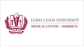 A red and white logo for loma linda university medical center.
